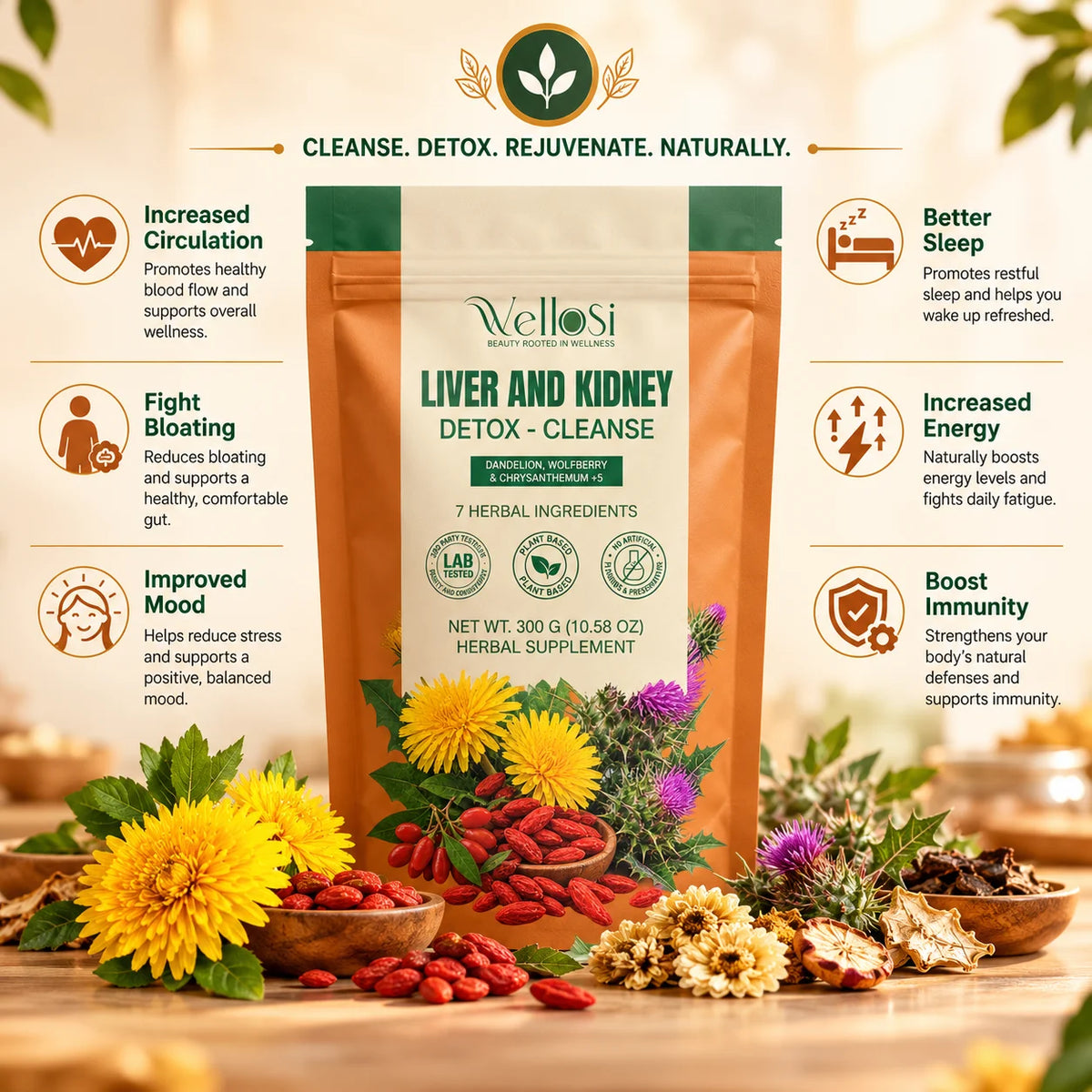 Wellosi Liver & Kidney Detox Herbal Health Tea