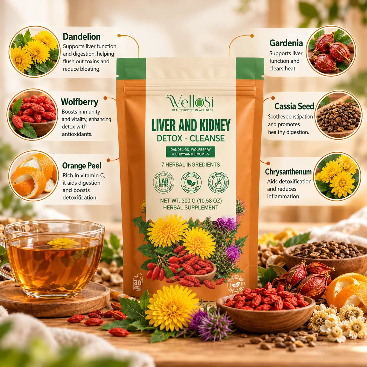 Wellosi Liver & Kidney Detox Herbal Health Tea
